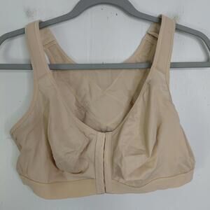 Delimira Bra Womens 42C Firm Support Full Coverage Tan Soft Cups Clasp Front